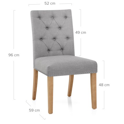 Barrington Oak Dining Chair Grey Fabric Dimensions