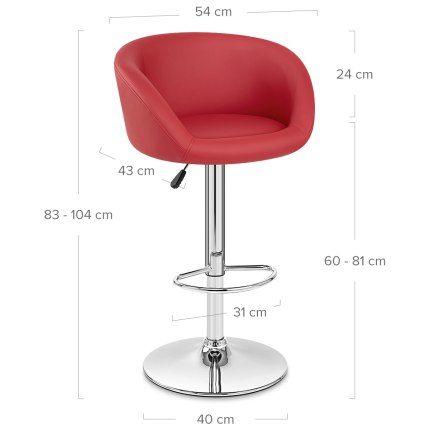 Red Faux Leather Eclipse Stool Dimensions