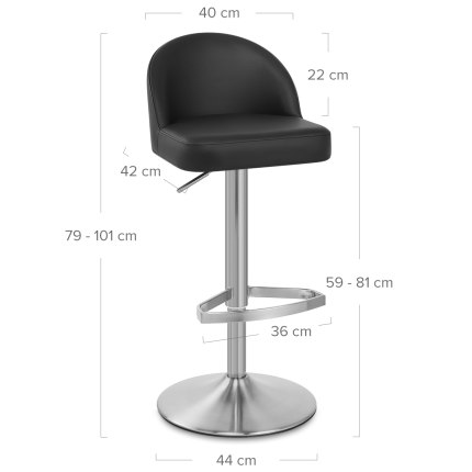 Mimi Real Leather Bar Stool Black Dimensions