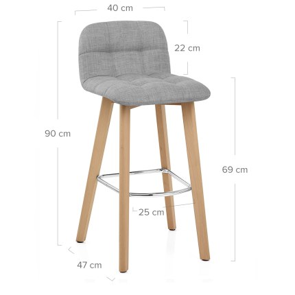 Hex Wooden Stool Grey Fabric Dimensions