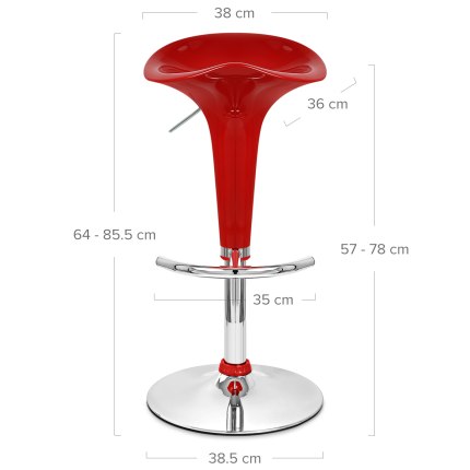 Gloss Coco Bar Stool Red Dimensions