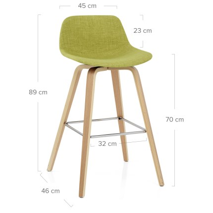 Reef Wooden Stool Green Fabric Dimensions