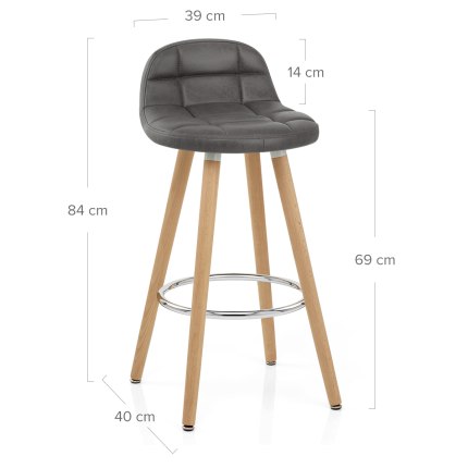 Sole Wooden Stool Grey Dimensions