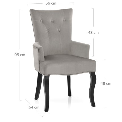 Fleur Chair Grey Velvet Dimensions