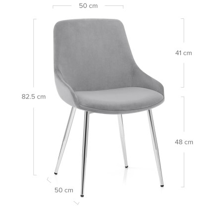 Aston Dining Chair Grey Velvet Dimensions