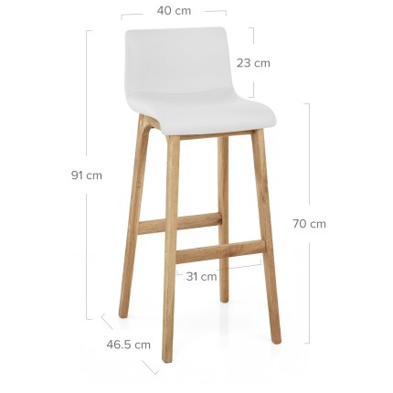 Wave Bar Stool White Dimensions