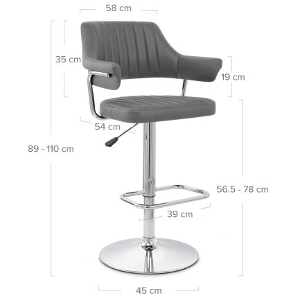 Skyline Bar Chair Grey Dimensions