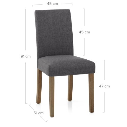 Chicago Oak Chair Charcoal Fabric Dimensions