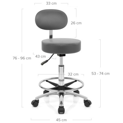 Swivel Stool With Back Grey Dimensions
