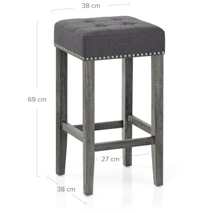 Dove Bar Stool Charcoal Fabric Dimensions
