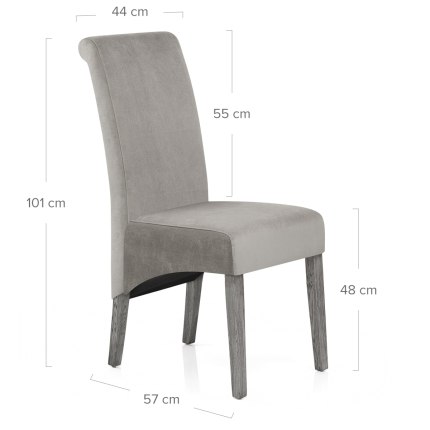 Carlo Grey Oak Chair Grey Velvet Dimensions