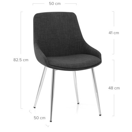 Aston Dining Chair Charcoal Fabric Dimensions