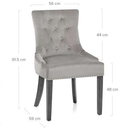 Etienne Dining Chair Grey Velvet Dimensions