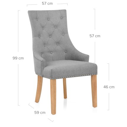 Ascot Oak Dining Chair Grey Fabric Dimensions