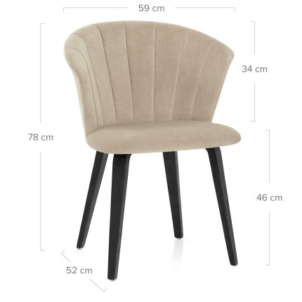 Scroll Dining Chair Mink Velvet Dimensions