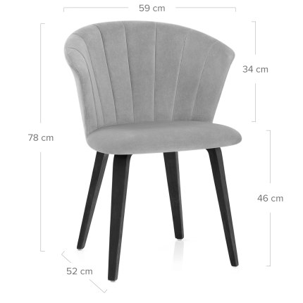Scroll Dining Chair Grey Velvet Dimensions