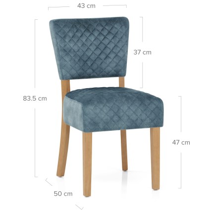 Ramsay Oak Dining Chair Blue Velvet Dimensions