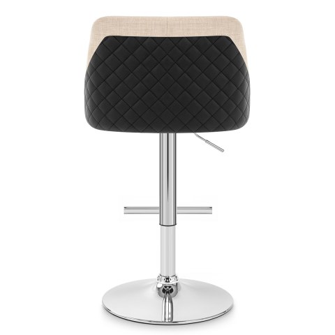 Dylan Stool Black Leather & Beige Fabric