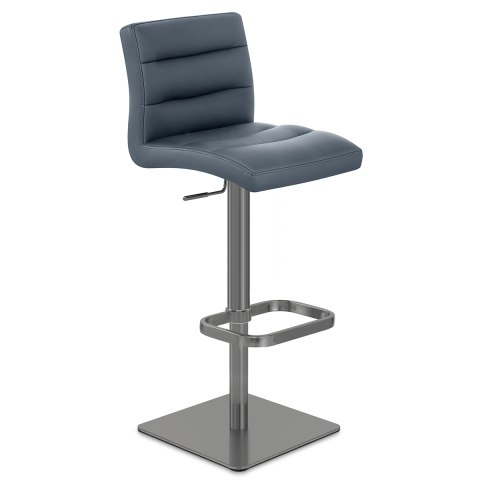 Lush Real Leather Graphite Stool Blue