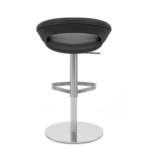 Real Leather Crescent Bar Stool Black