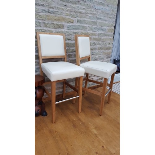 Jasper Leather Bar Stool Oak & Cream Atlantic Shopping