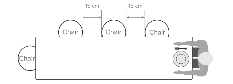 Diagram Illustrating the Correct Spacing for Dining Chairs