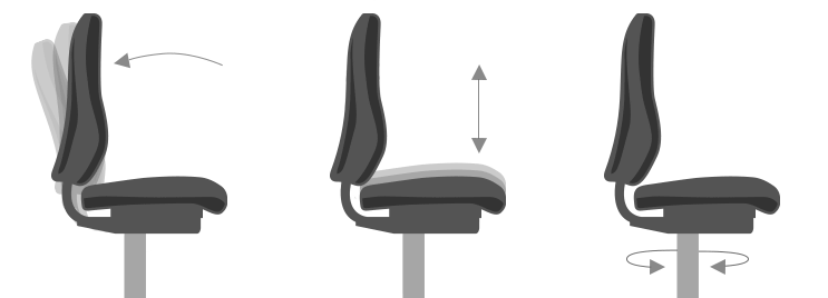 Diagram Demonstrating Adjustable Features of Office Chairs