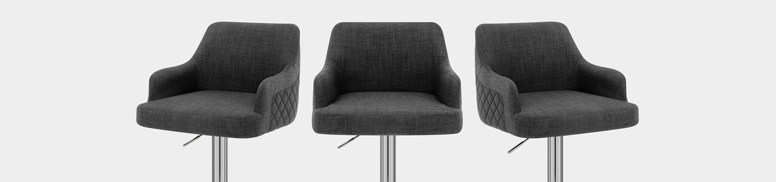 Dylan Stool Black Leather & Charcoal Fabric Video Banner