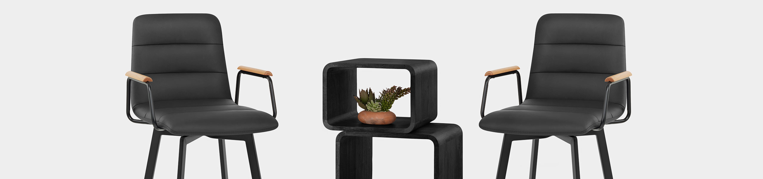 Marco Stool Oak Arms & Black Leather Video Banner