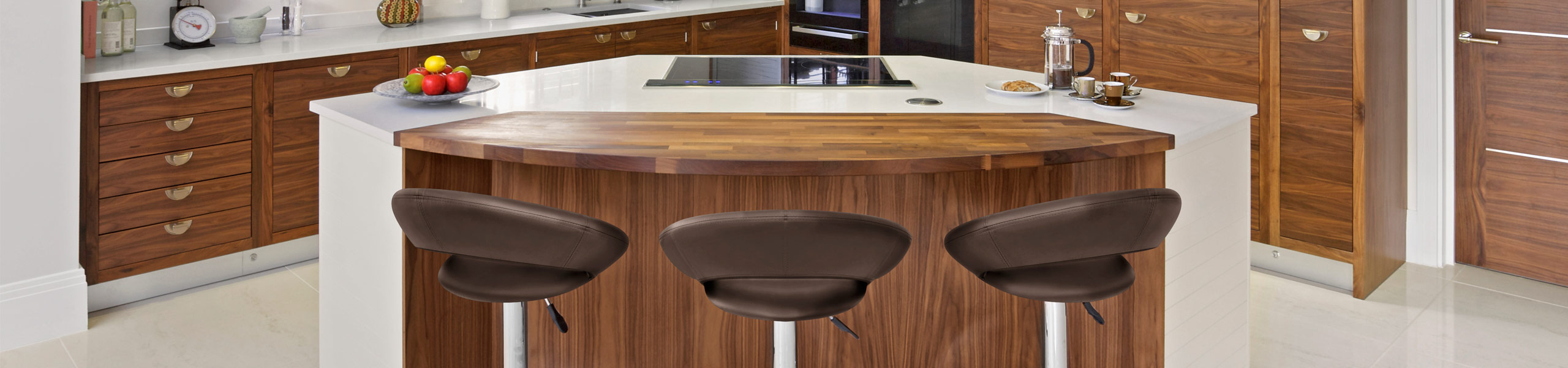 Padded Crescent Bar Stool Brown Video Banner