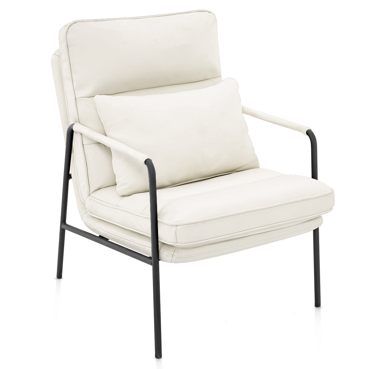 Moda Accent Chair Ivory Real Leather