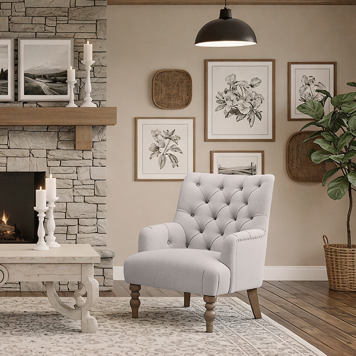 Balmoral Armchair Grey Fabric