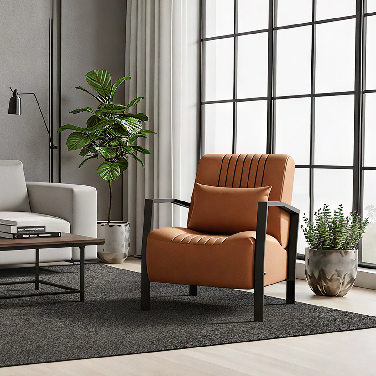Byron Accent Chair Tan Eco Leather