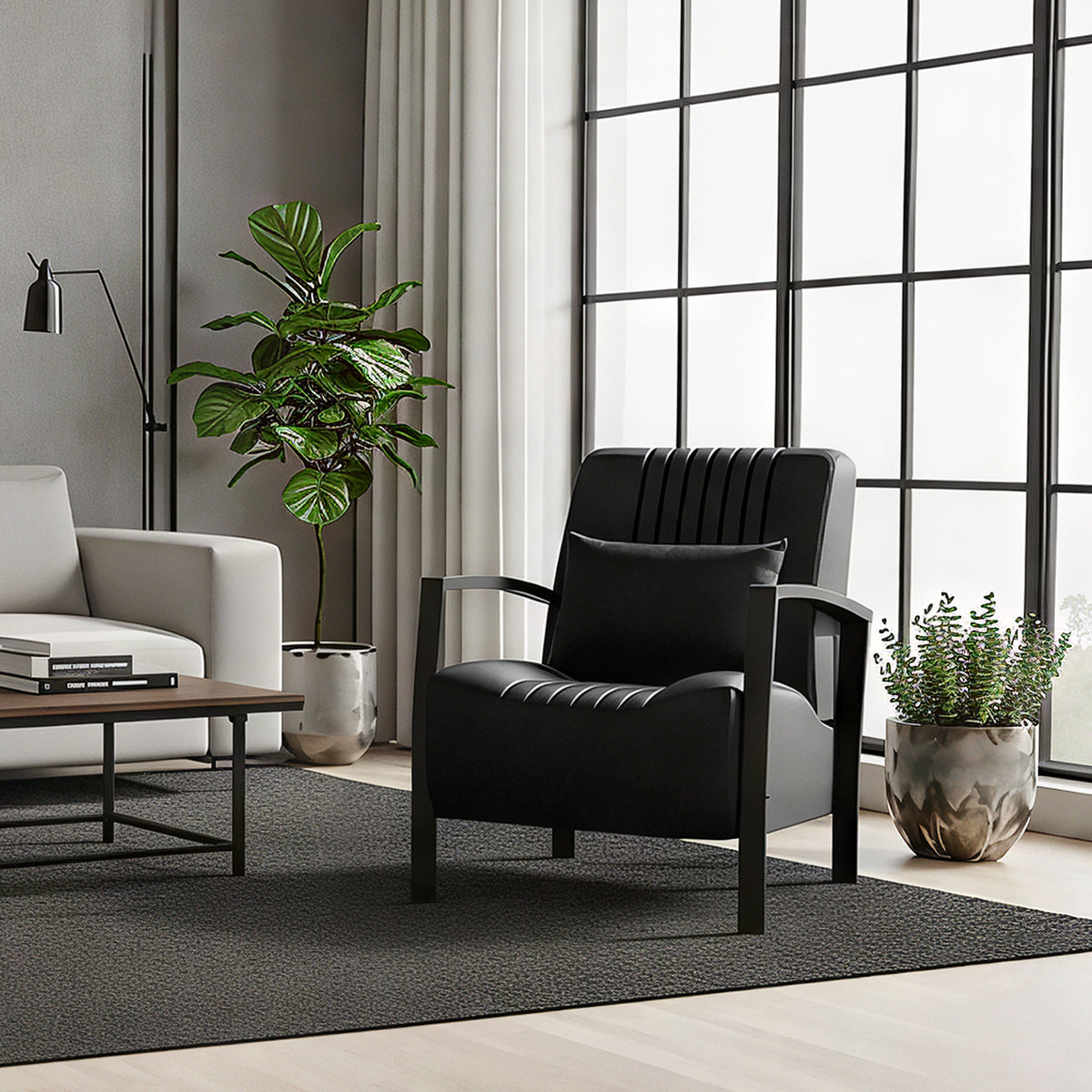 Byron Accent Chair Black Eco Leather