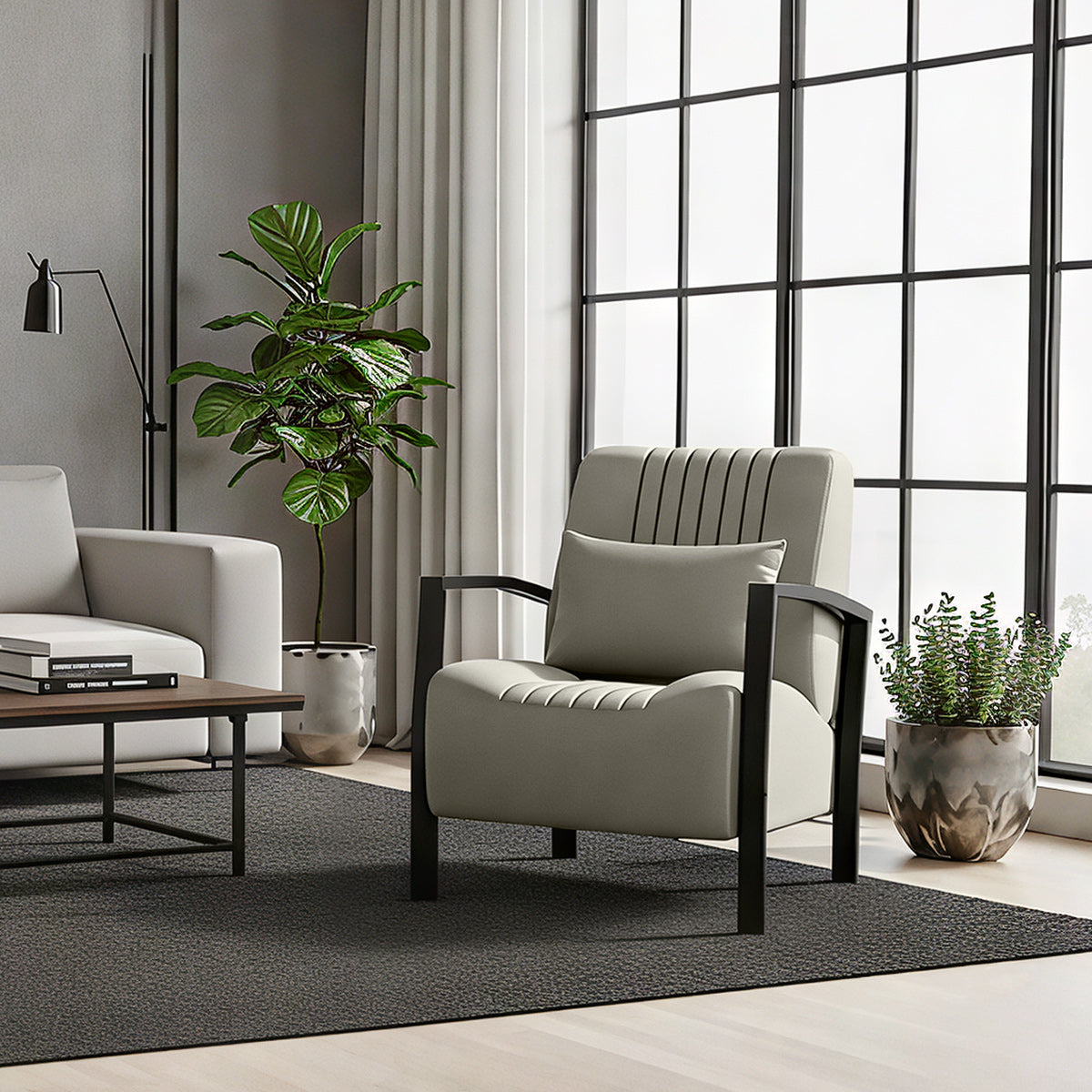 Byron Accent Chair Grey Eco Leather