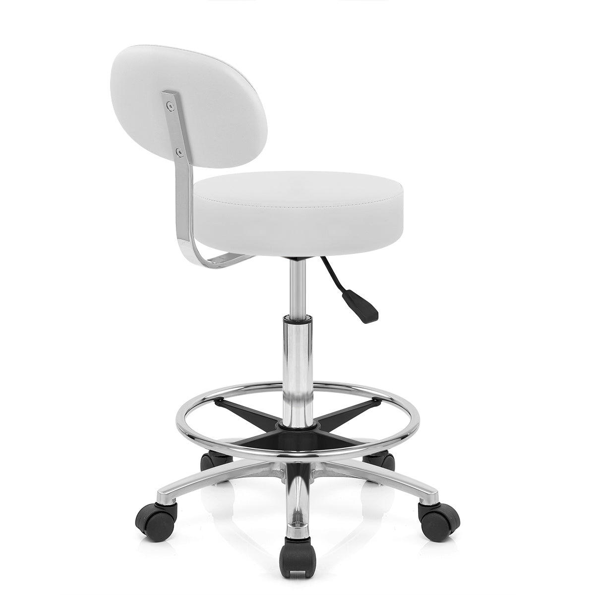 Swivel Stool With Back White