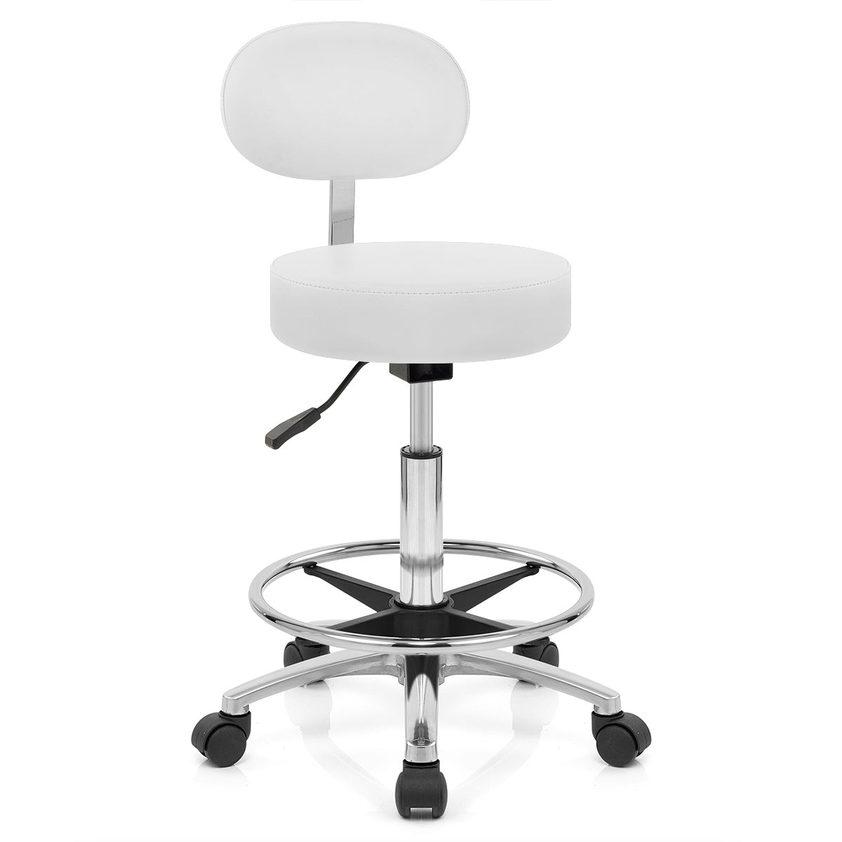 Swivel Stool With Back White