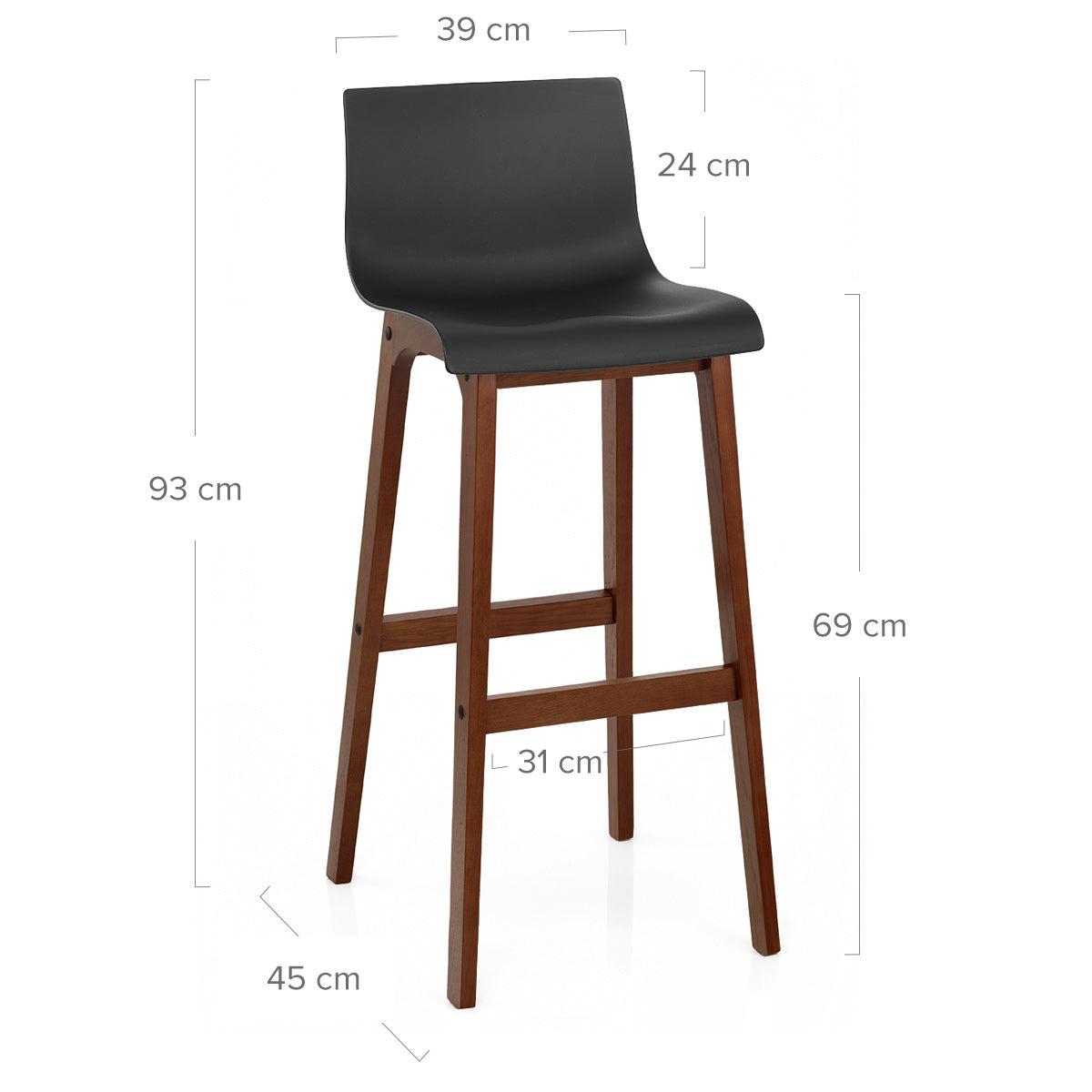 Drift Walnut & Black Bar Stool