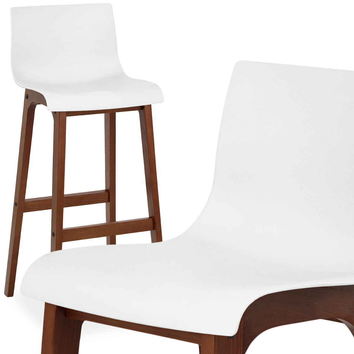 Drift Walnut & White Bar Stool