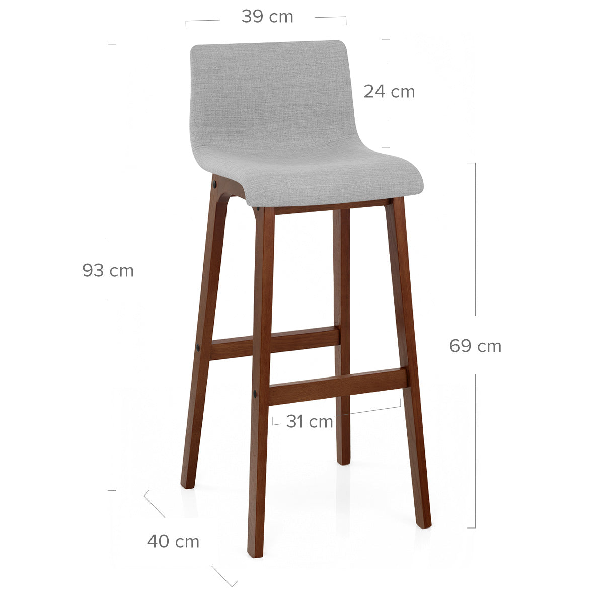 Drift Walnut & Light Grey Fabric Stool