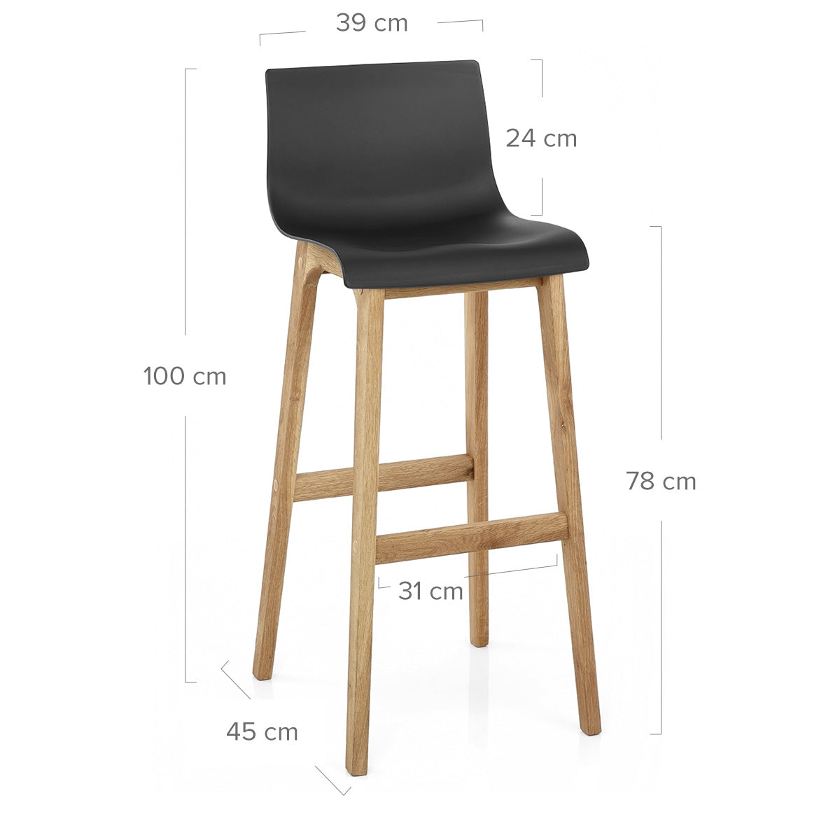 High Drift Oak & Black Bar Stool