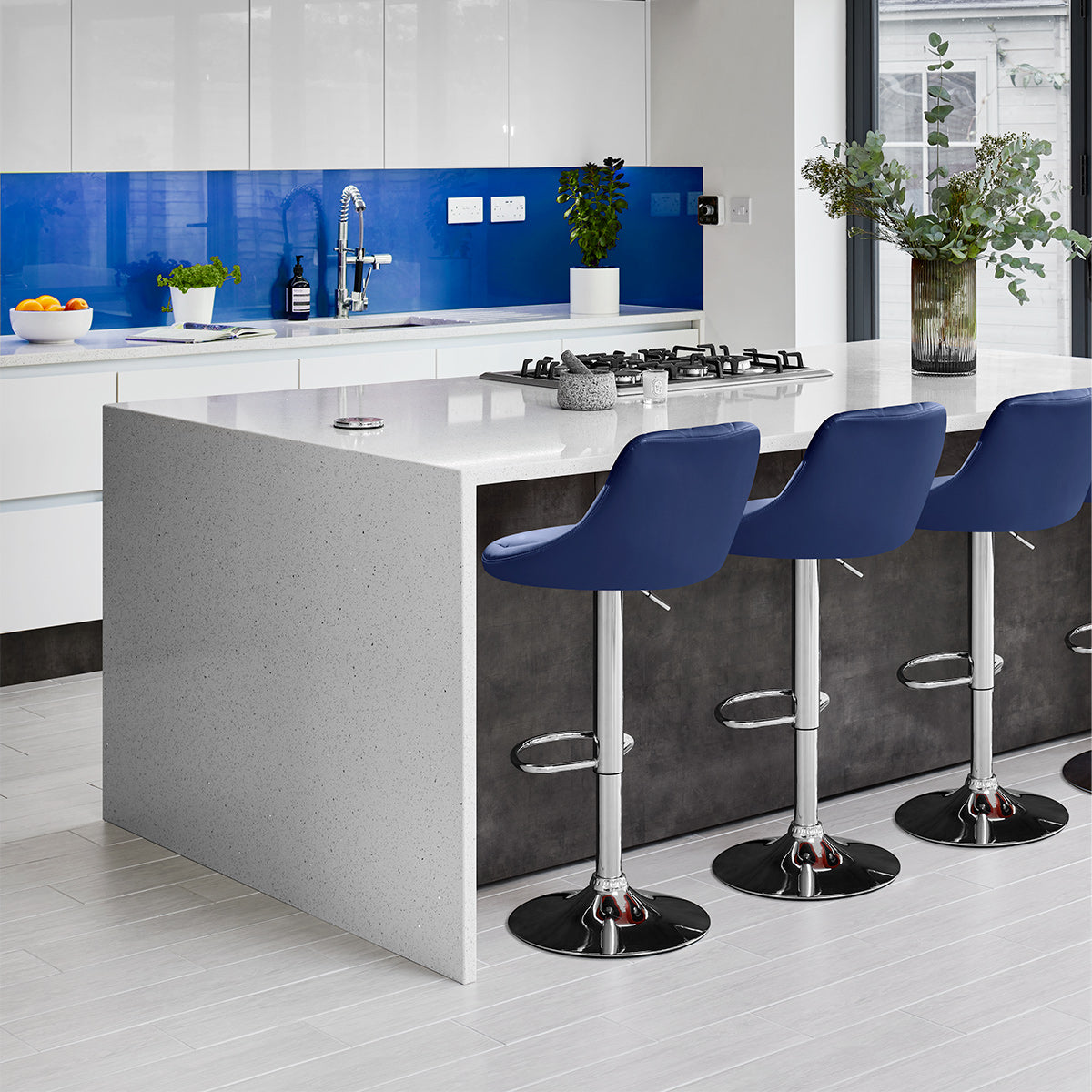 Stitch Bar Stool Blue