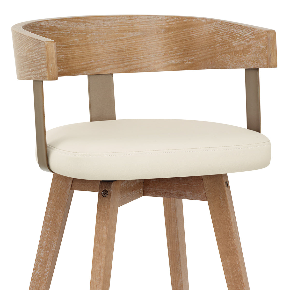 Roman Oak Bar Stool Cream Real Leather