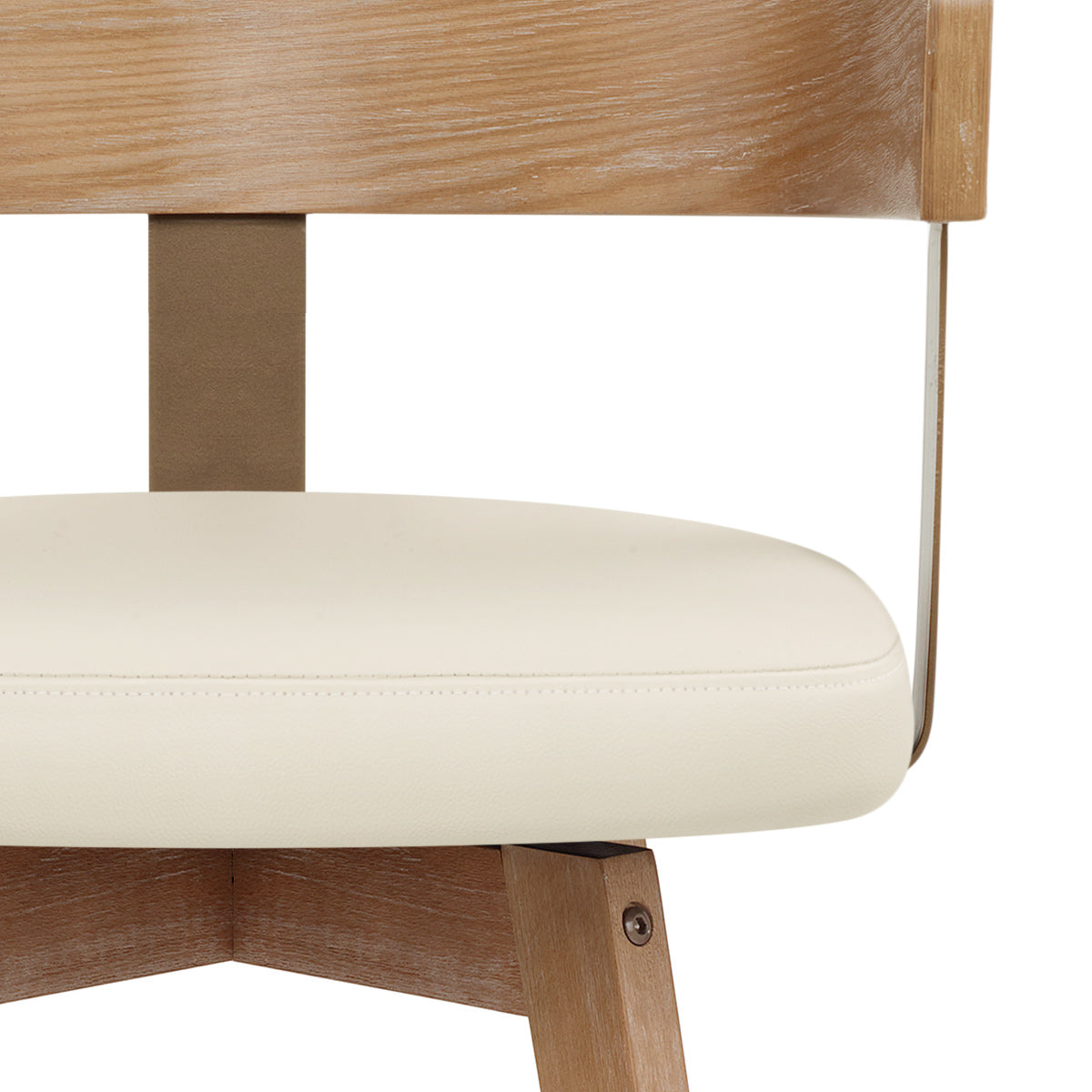 Roman Oak Bar Stool Cream Real Leather