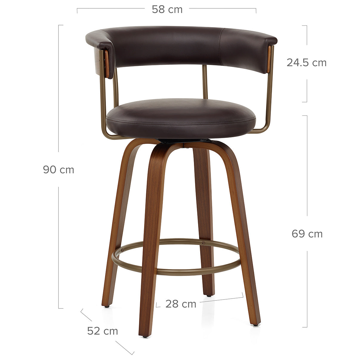 Costa Walnut Bar Stool Brown