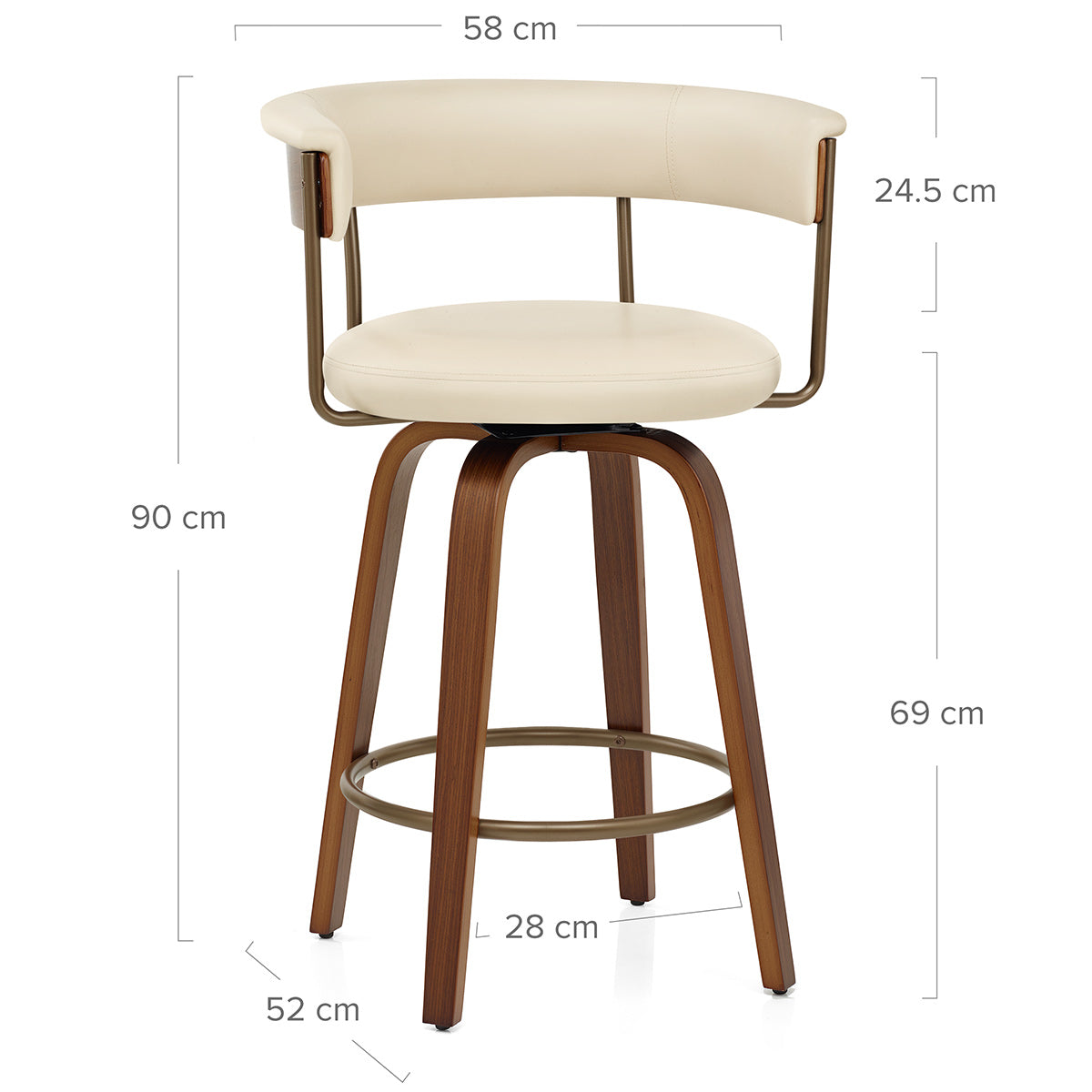 Costa Walnut Bar Stool Cream