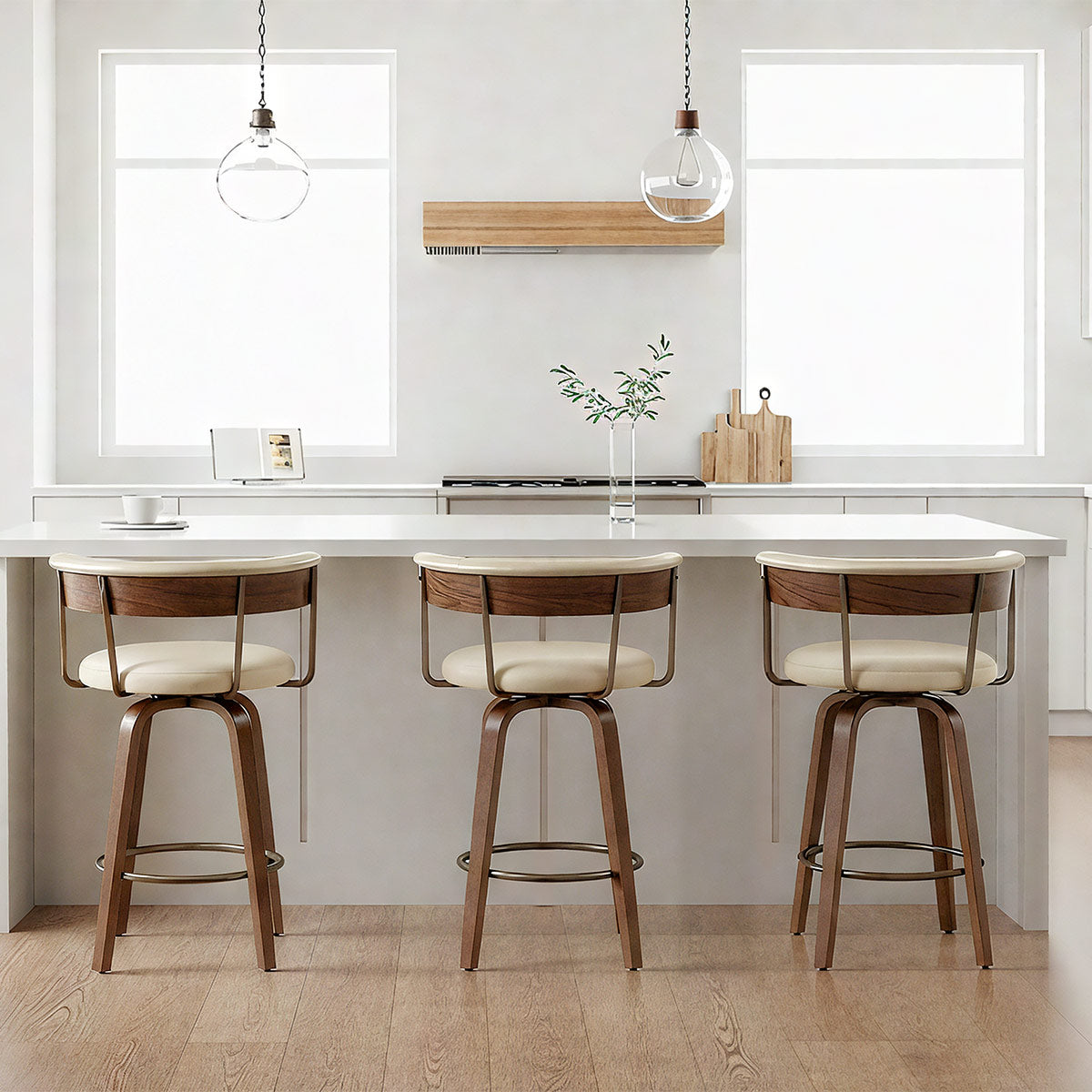 Costa Walnut Bar Stool Cream