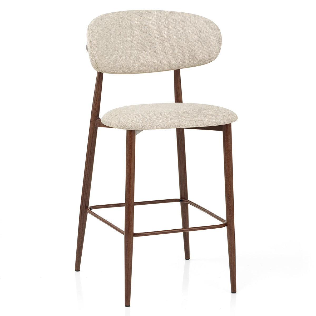 Harrow Walnut Bar Stool Beige Fabric
