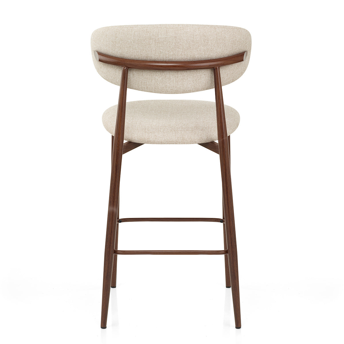 Harrow Walnut Bar Stool Beige Fabric
