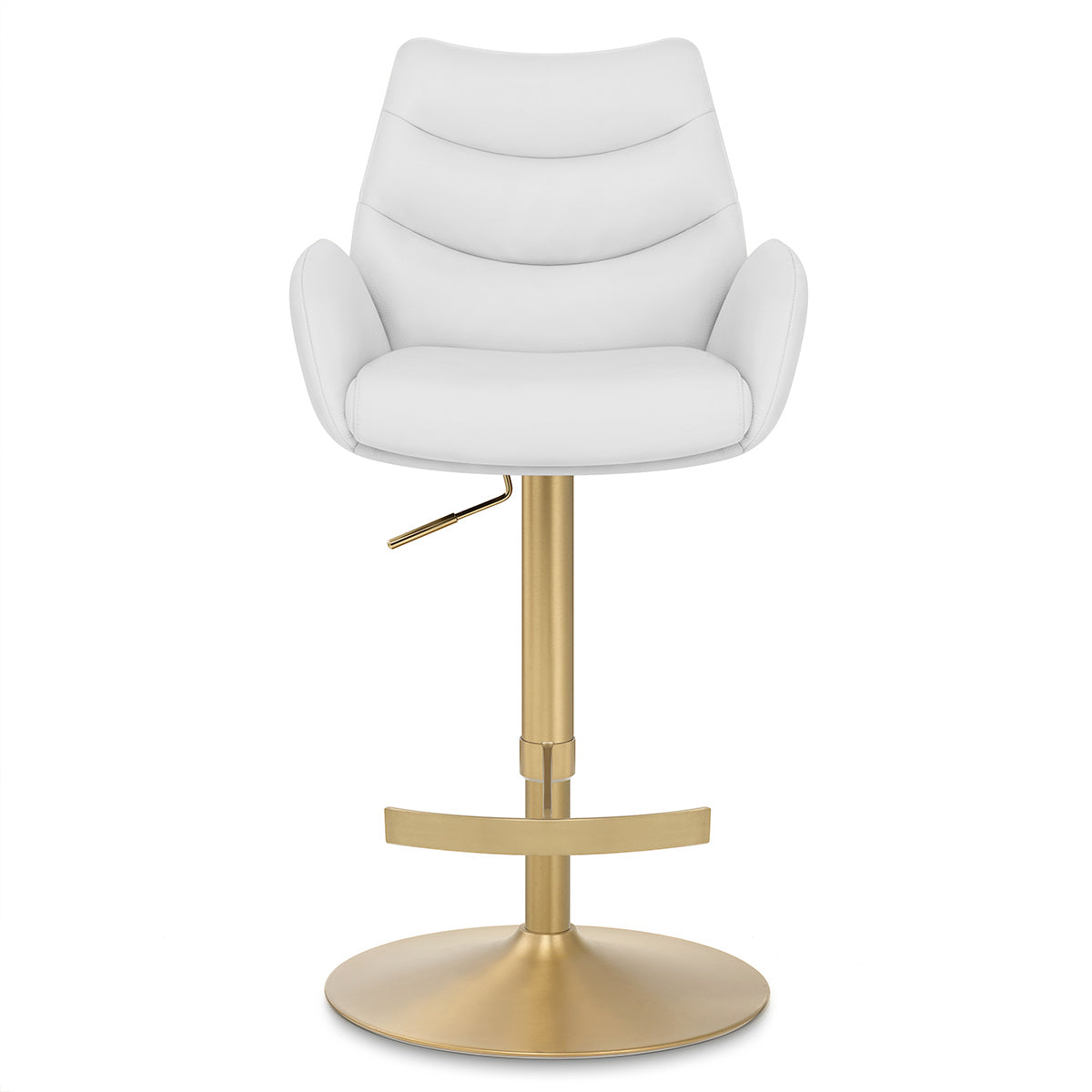 Seville Real Leather Gold Stool White